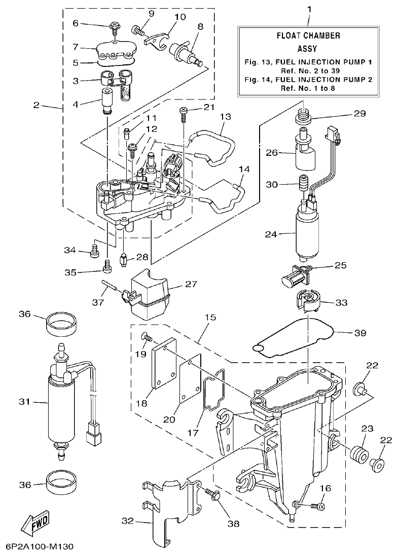 Yamaha F250GET, FL250GET FUEL INJECTION PUMP 1 parts diagram