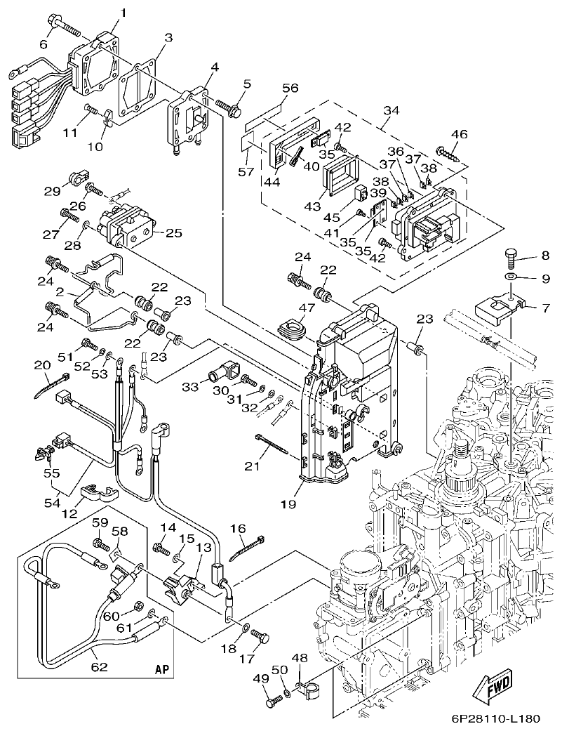 Yamaha F250GET, FL250GET ELECTRICAL 2 parts diagram