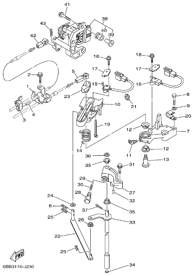 Yamaha F250GET, FL250GET CONTROL parts diagram