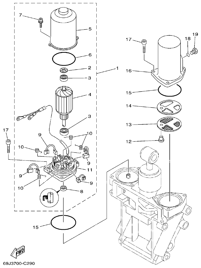 Yamaha F250GET, FL250GET POWER TRIM & TILT ASSY 2 parts diagram