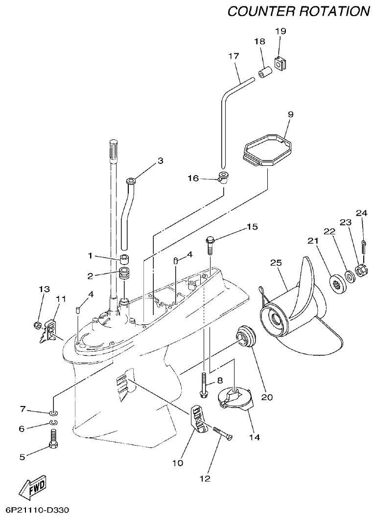 Yamaha F250GET, FL250GET LOWER CASING & DRIVE 4 parts diagram