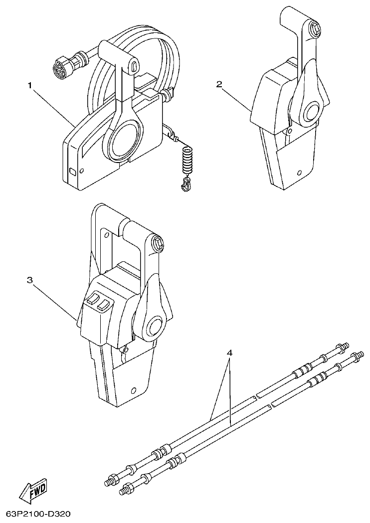 Yamaha F250GET, FL250GET REMOTE CONTROL BOX parts diagram