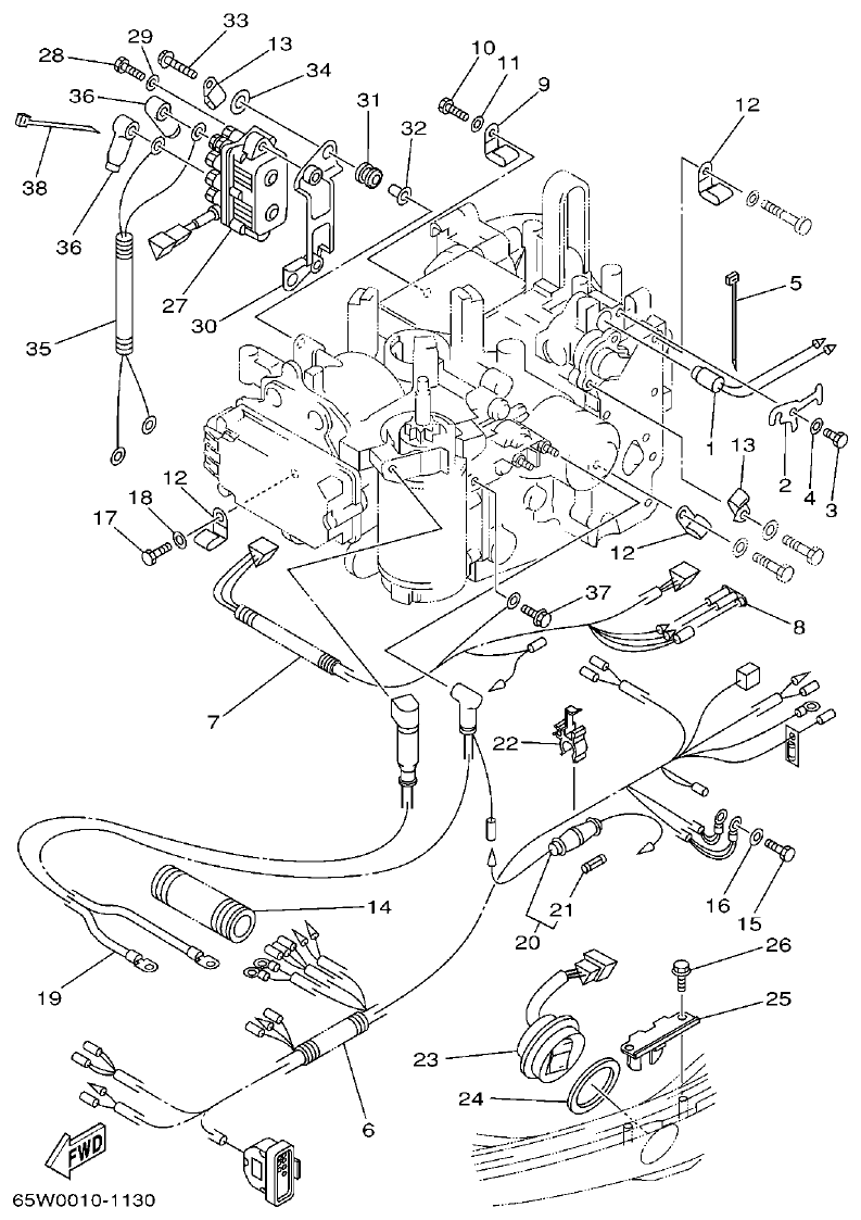 Yamaha F25A ELECTRICAL 2 parts diagram