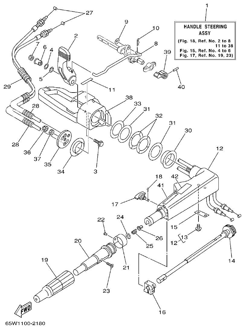 Yamaha F25A STEERING parts diagram