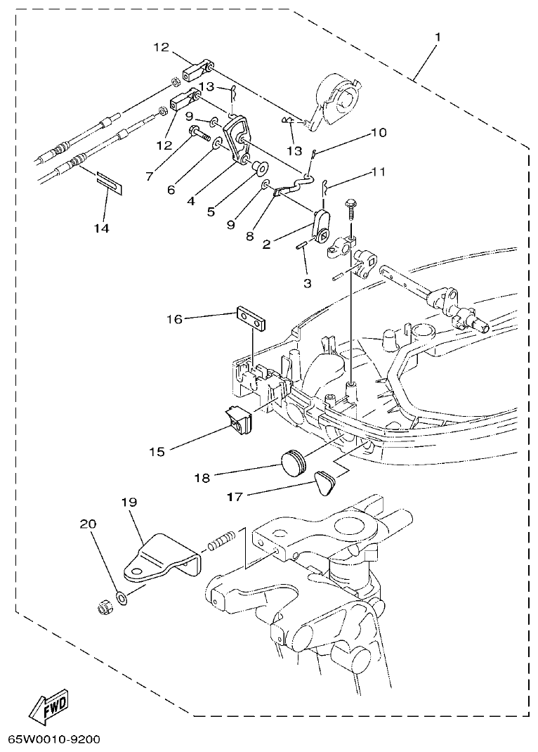 Yamaha F25A REMO CON ATTACHMENT parts diagram