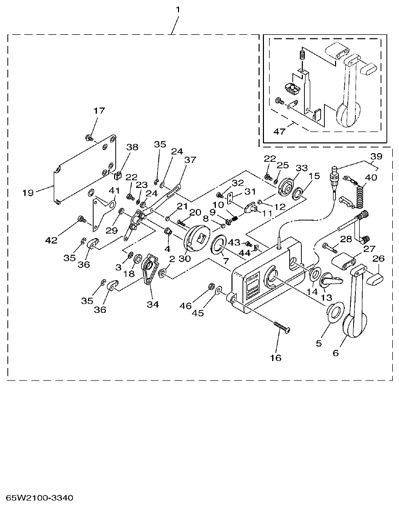 Yamaha F25A REMOTE CONTROL ASSY 2 parts diagram