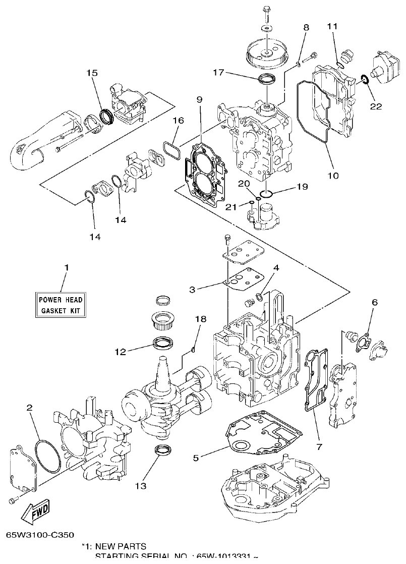 Yamaha F25A REPAIR KIT 1 parts diagram