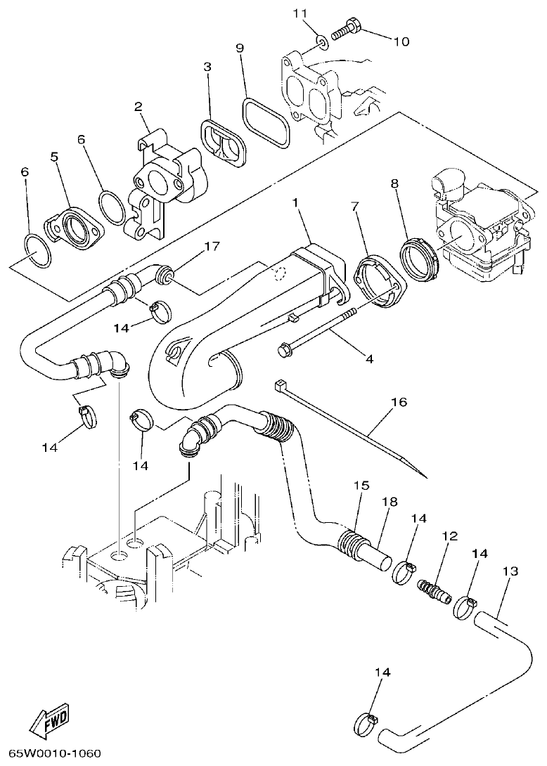 Yamaha F25A INTAKE parts diagram