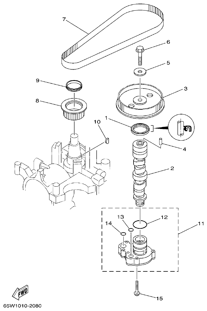 Yamaha F25A OIL PUMP parts diagram