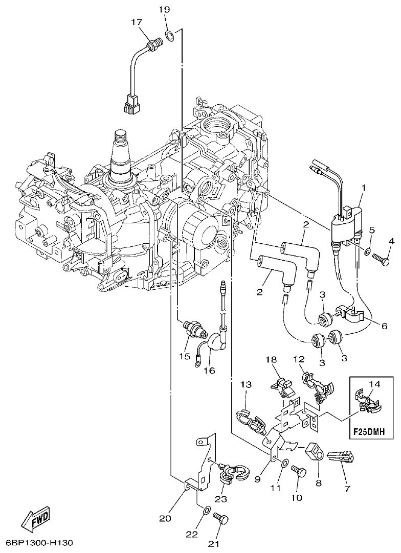 Yamaha F25D ELECTRICAL 2 parts diagram