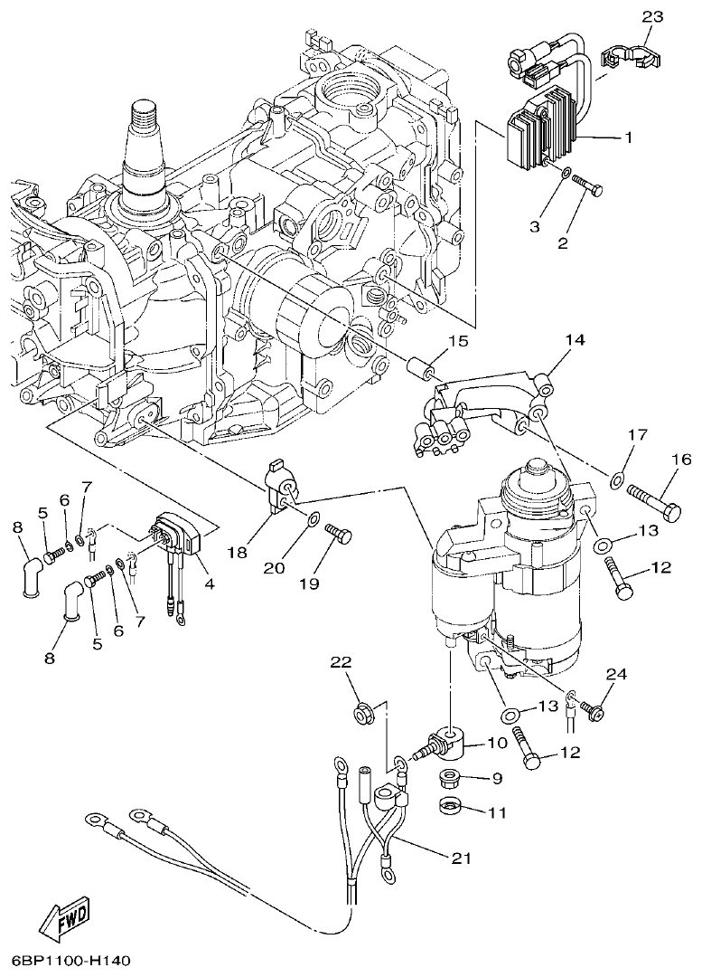 Yamaha F25D ELECTRICAL 3 parts diagram