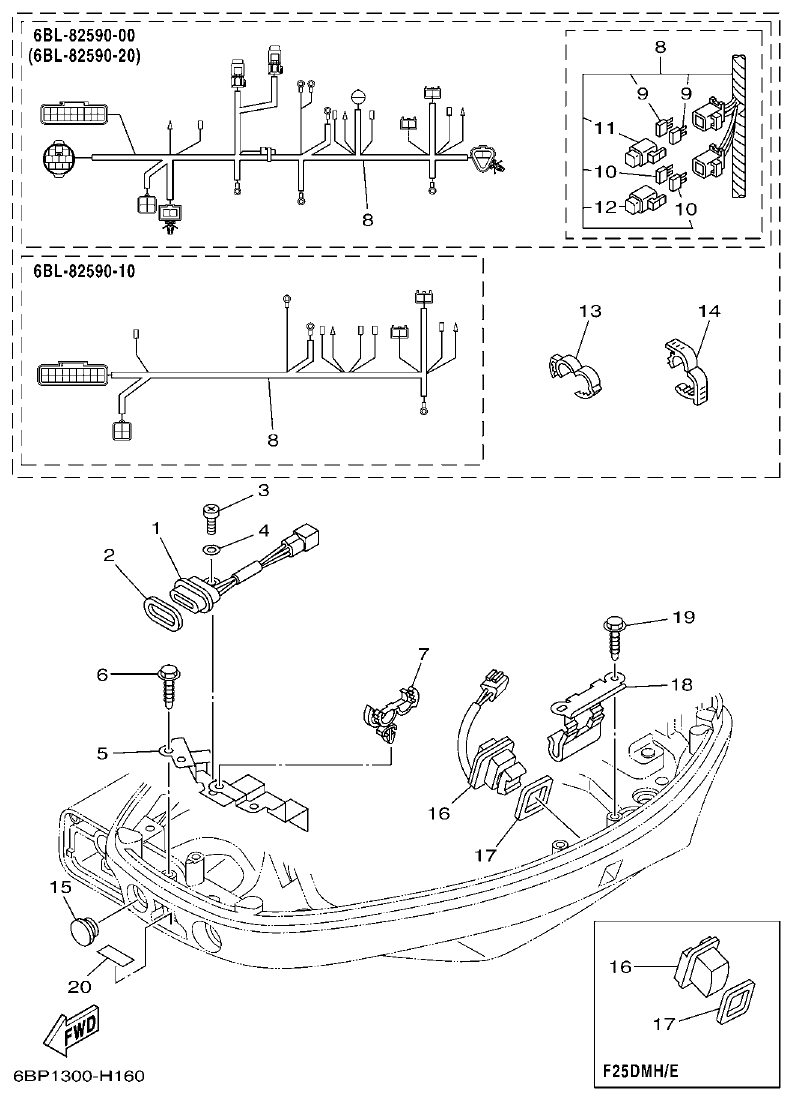 Yamaha F25D ELECTRICAL 5 parts diagram