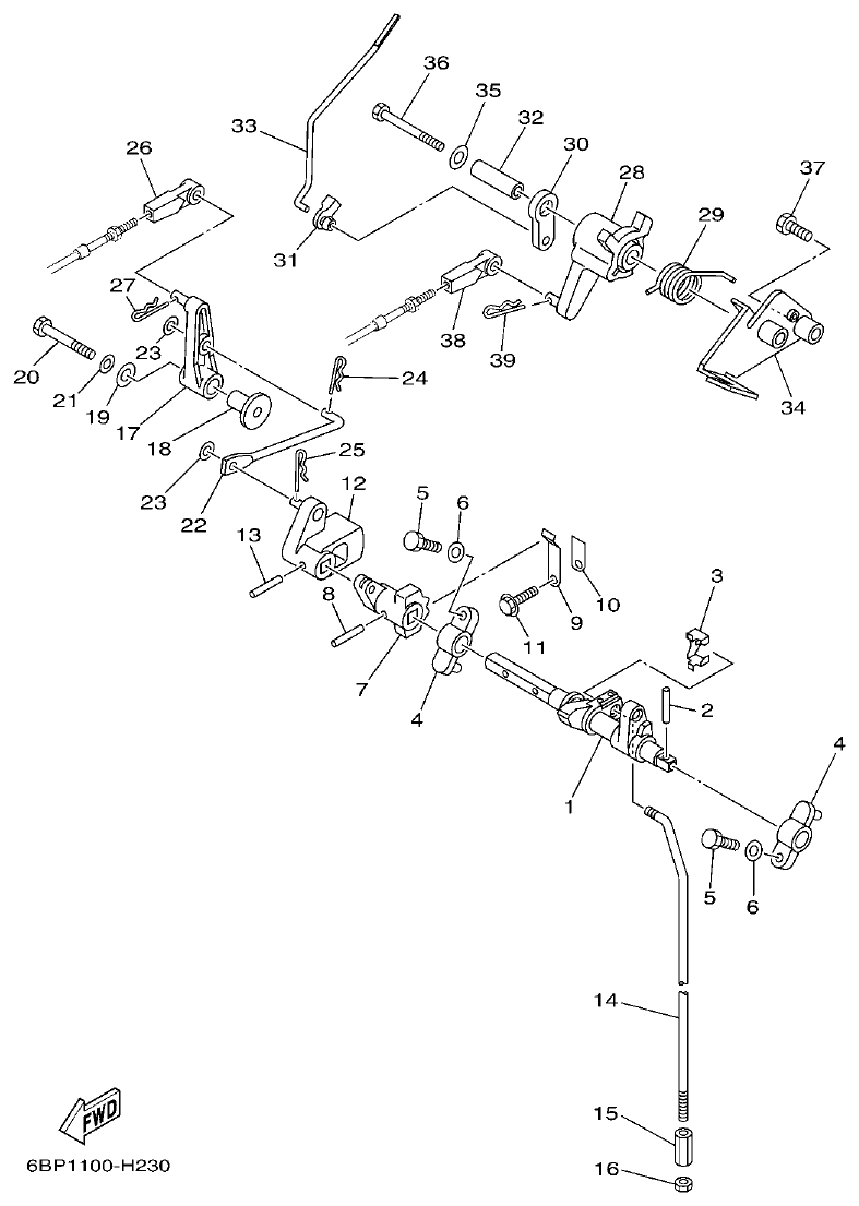 Yamaha F25D CONTROL 1 parts diagram