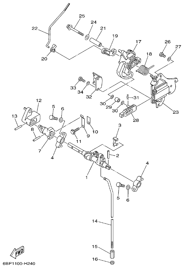 Yamaha F25D CONTROL 2 parts diagram