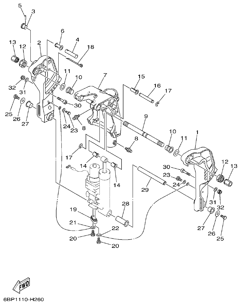 Yamaha F25D BRACKET 1 parts diagram