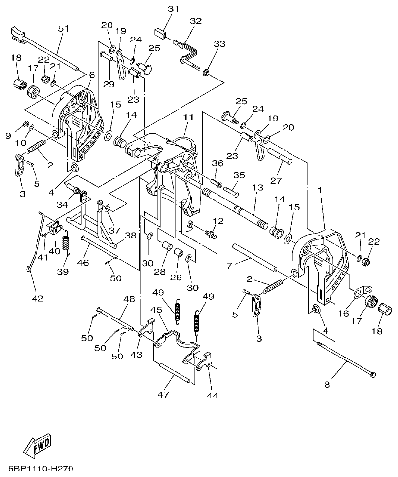 Yamaha F25D BRACKET 2 parts diagram