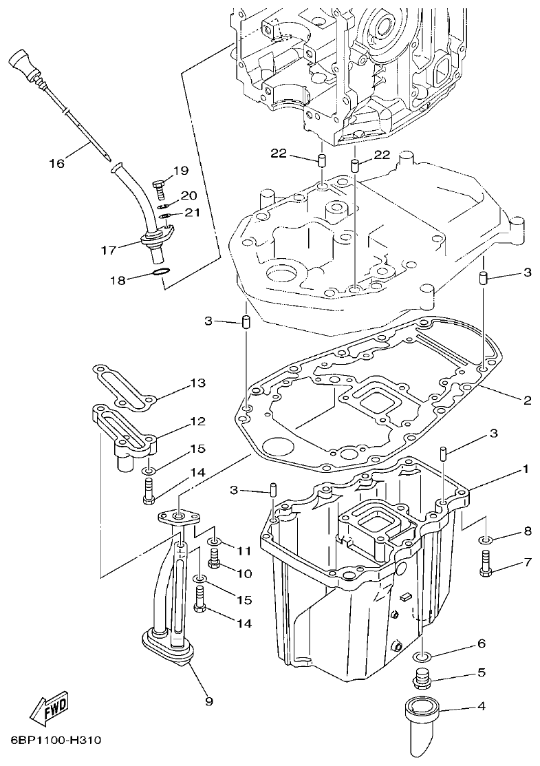 Yamaha F25D OIL PAN parts diagram
