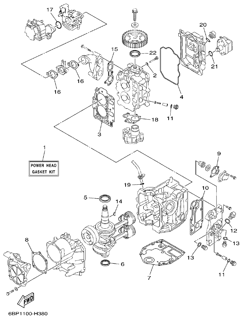 Yamaha F25D REPAIR KIT 1 parts diagram