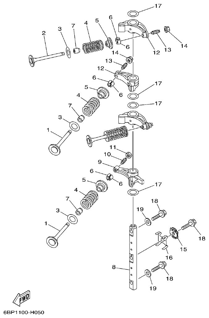 Yamaha F25D VALVE parts diagram