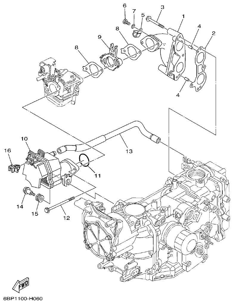 Yamaha F25D INTAKE parts diagram