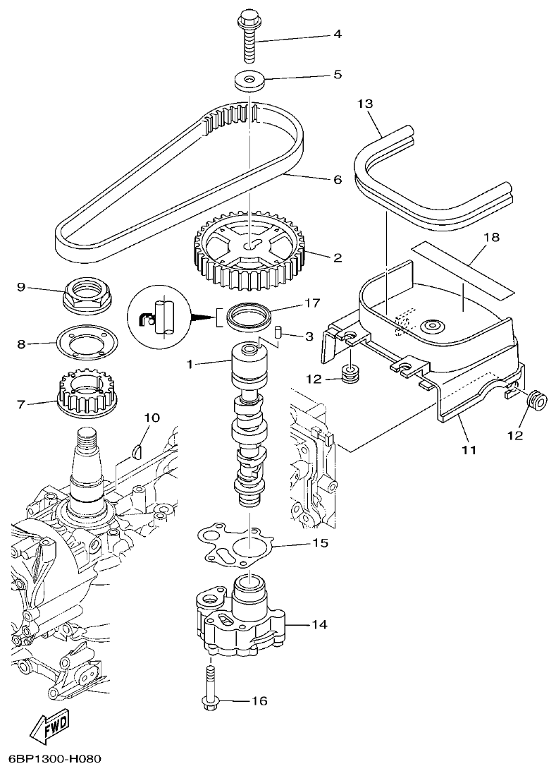 Yamaha F25D OIL PUMP parts diagram