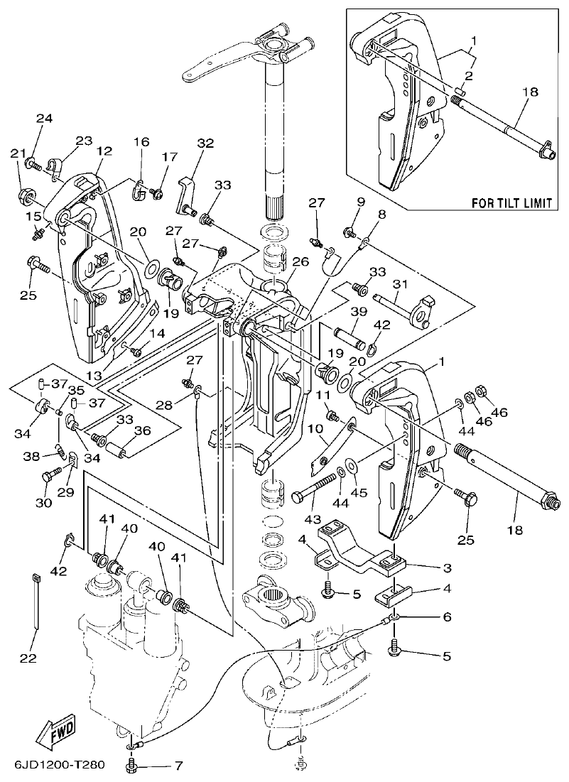 Yamaha F300BET, FL300BET, F300BET2, FL300BET2 BRACKET 1 parts diagram