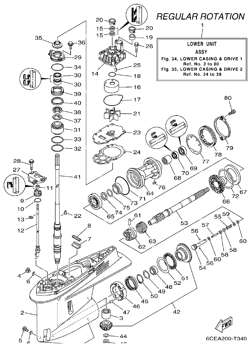 Yamaha F300BET, FL300BET, F300BET2, FL300BET2 LOWER CASING & DRIVE 1 parts diagram