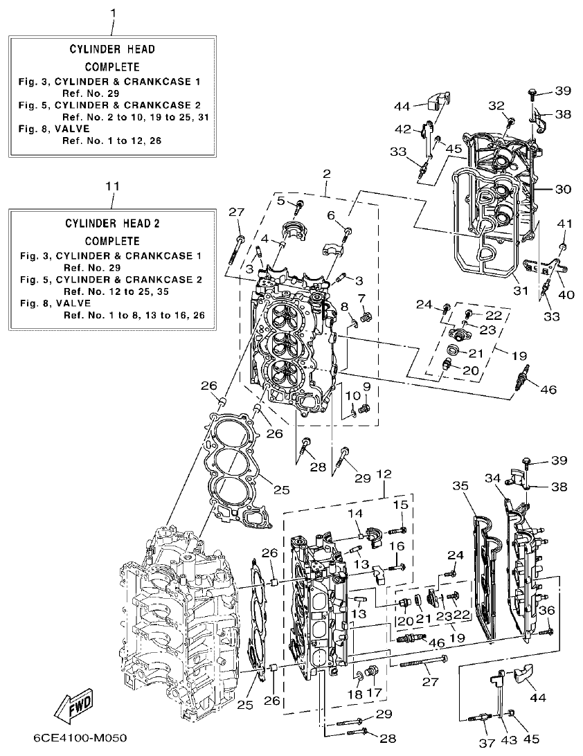 Yamaha F300BET, FL300BET, F300BET2, FL300BET2 CYLINDER & CRANKCASE 2 parts diagram