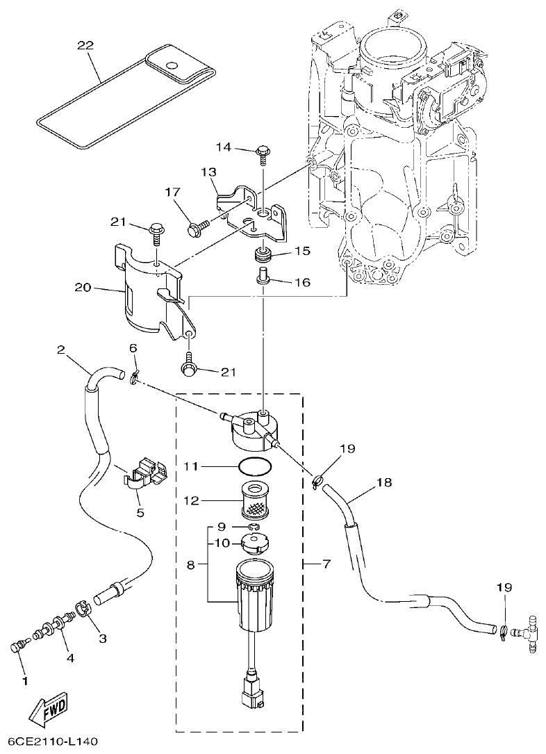 Yamaha F300BET, FL300BET FUEL 1 parts diagram