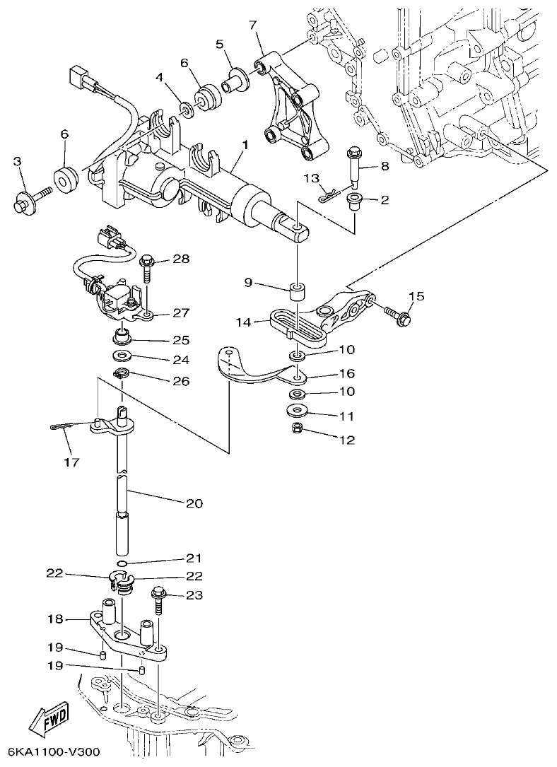 Yamaha F300XCB2, F300NCB2 CONTROL parts diagram