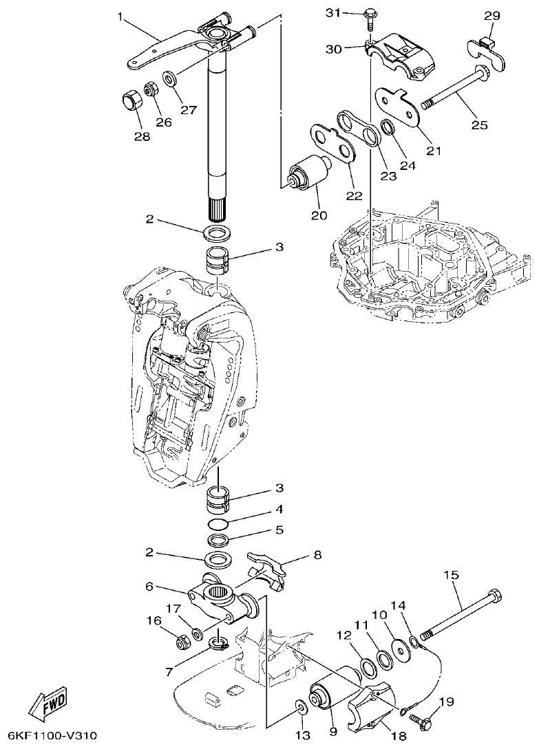 Yamaha F300XCB2, F300NCB2 BRACKET 3 parts diagram