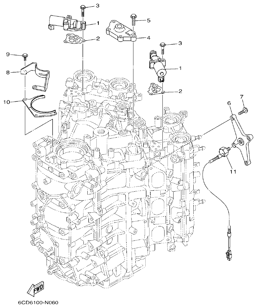 Yamaha F300XCB2, F300NCB2 CYLINDER & CRANKCASE 3 parts diagram