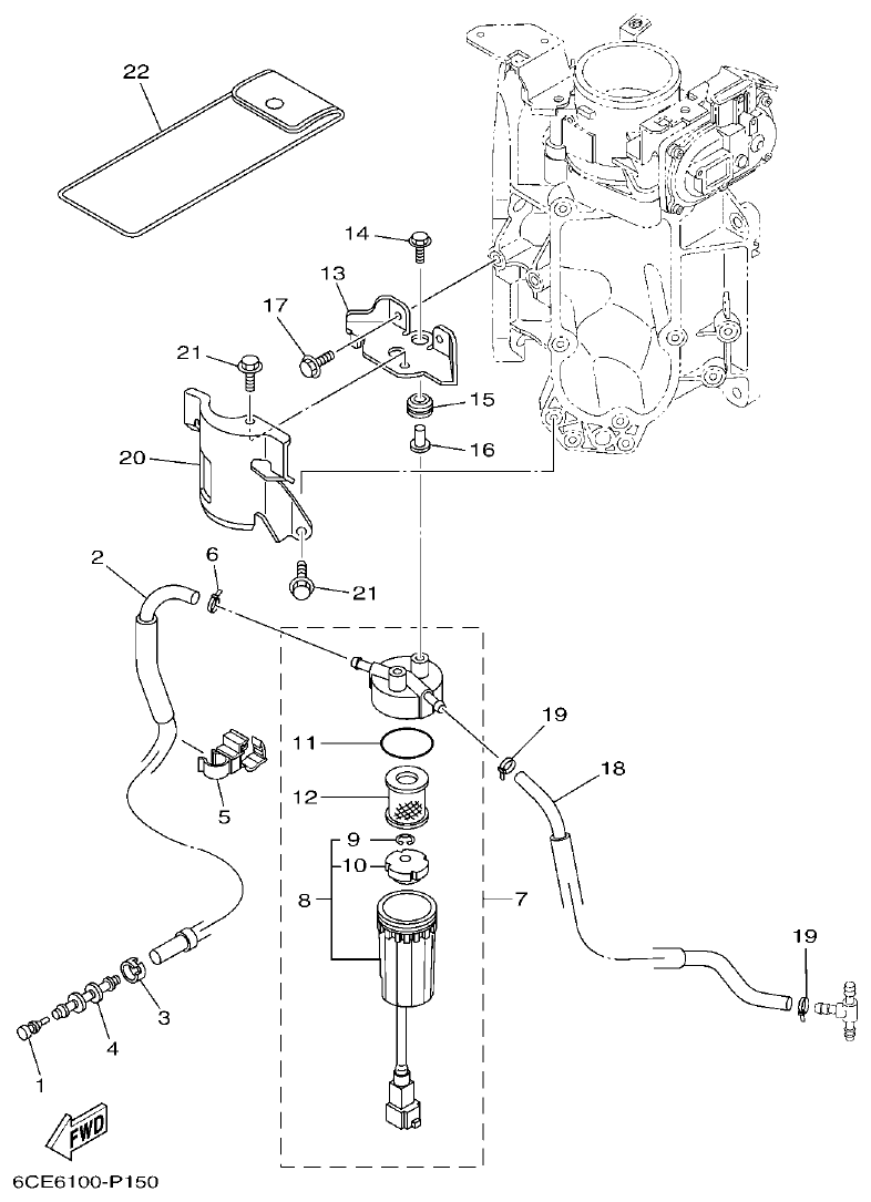 Yamaha F300DET, FL300DET FUEL 1 parts diagram
