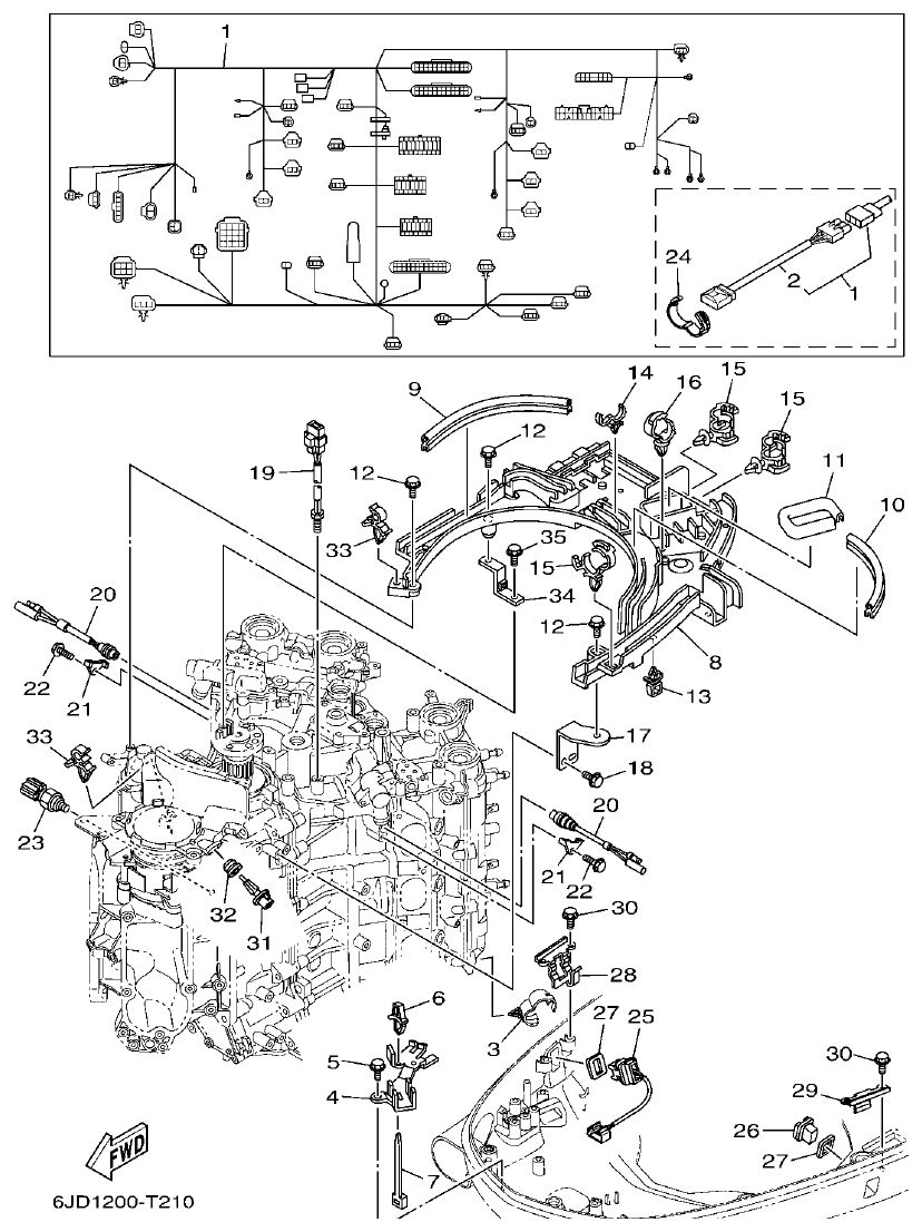 Yamaha F300DET, FL300DET ELECTRICAL 4 parts diagram