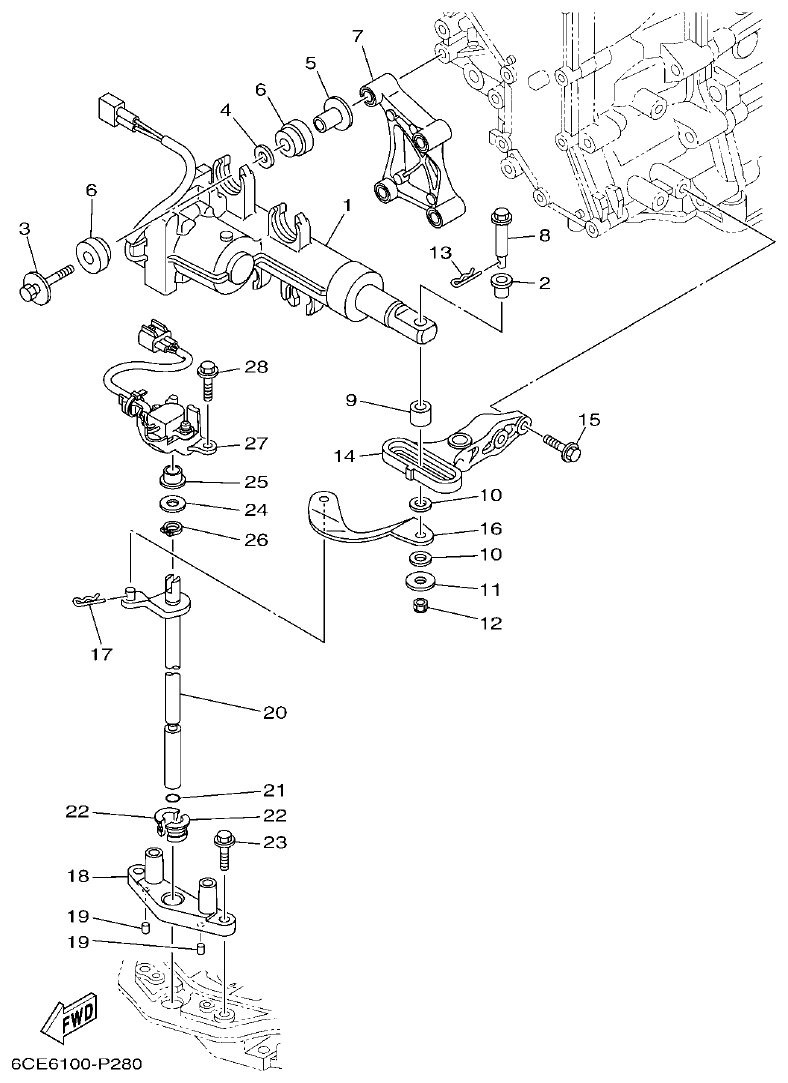 Yamaha F300DET, FL300DET CONTROL parts diagram