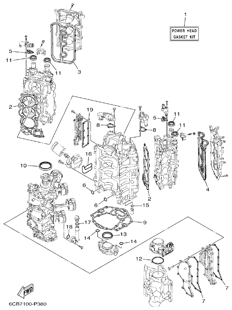 Yamaha F300DET, FL300DET REPAIR KIT 1 parts diagram