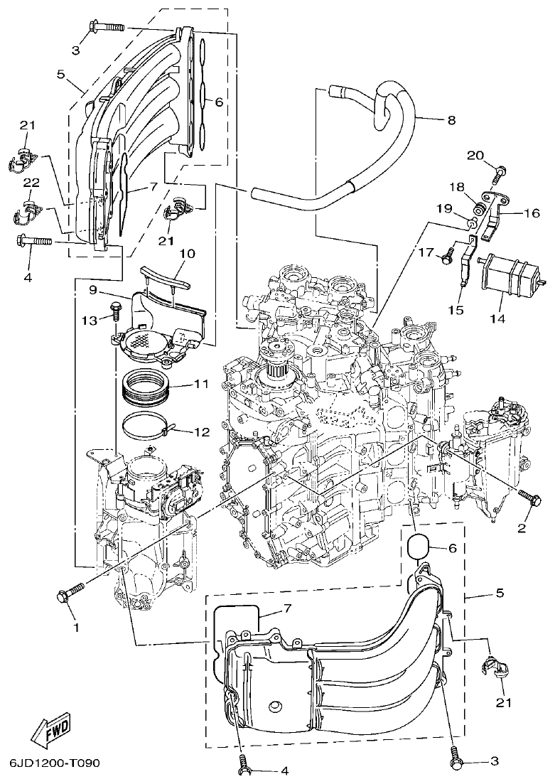 Yamaha F300DET, FL300DET INTAKE 1 parts diagram