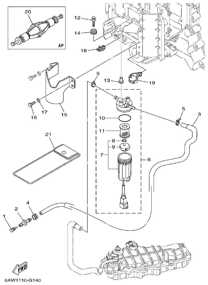 Yamaha 20 FUEL 1 parts diagram