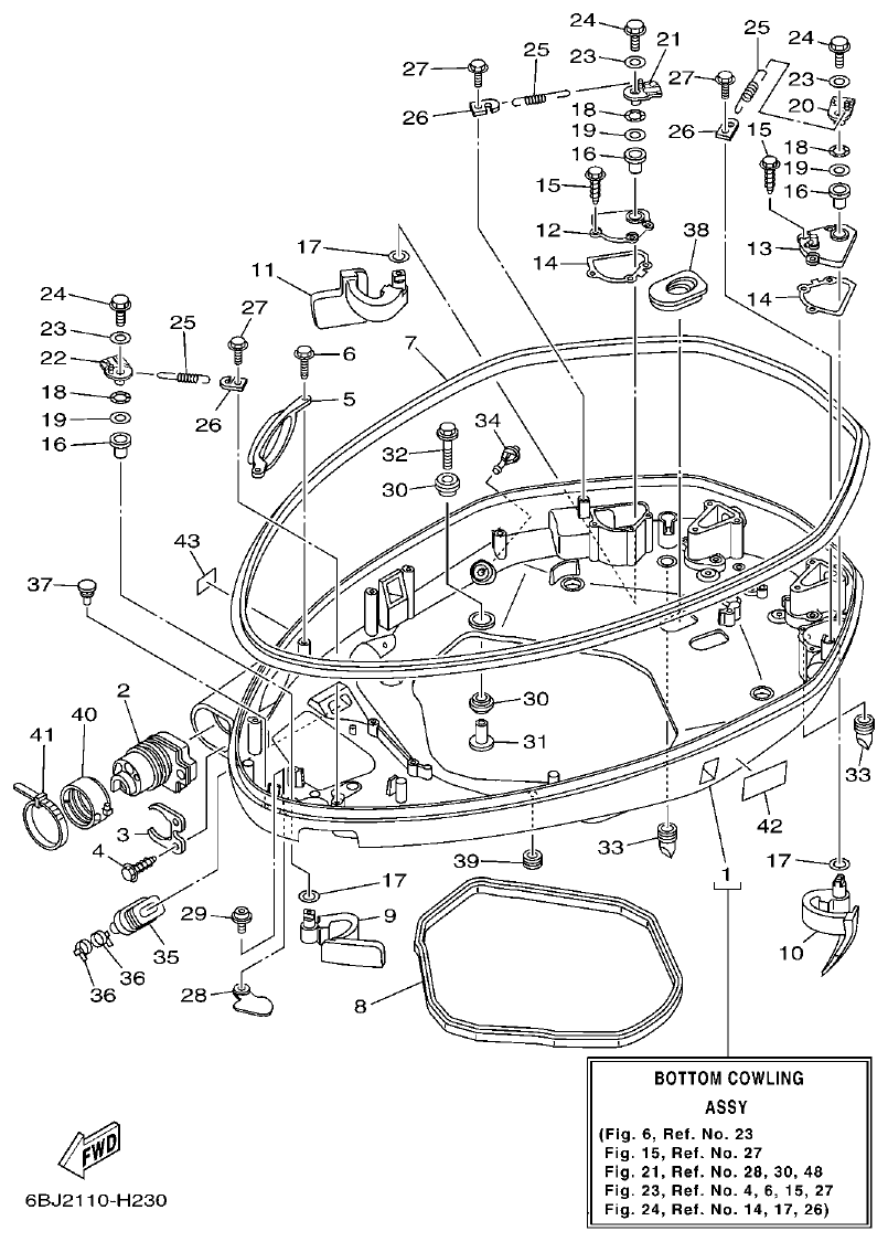 Yamaha 20 BOTTOM COWLING 1 parts diagram