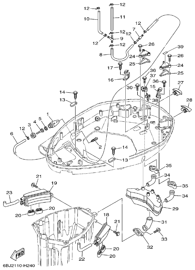 Yamaha 20 BOTTOM COWLING 2 parts diagram