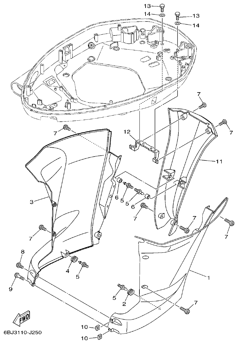 Yamaha 20 BOTTOM COWLING 3 parts diagram