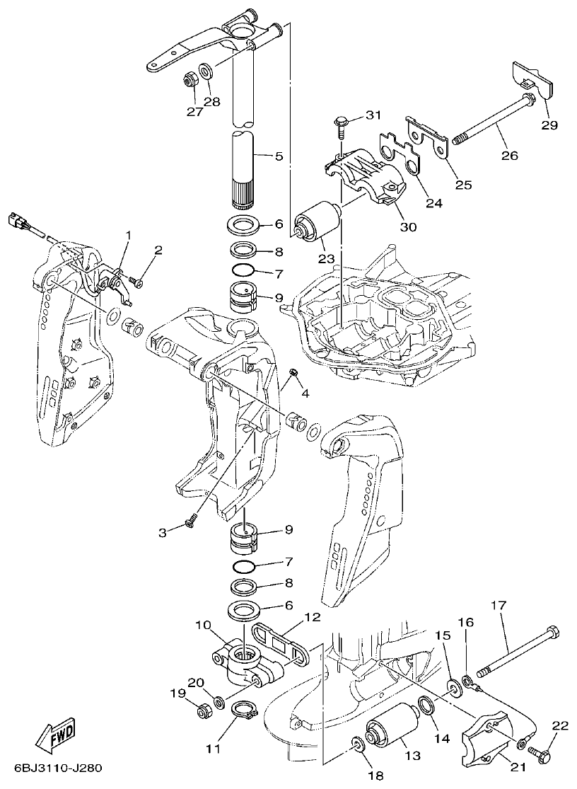 Yamaha 20 BRACKET 2 parts diagram