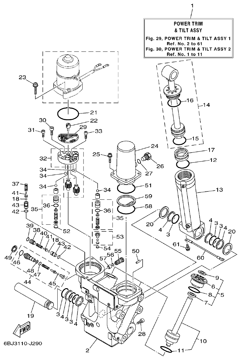 Yamaha 20 POWER TRIM & TILT ASSY 1 parts diagram