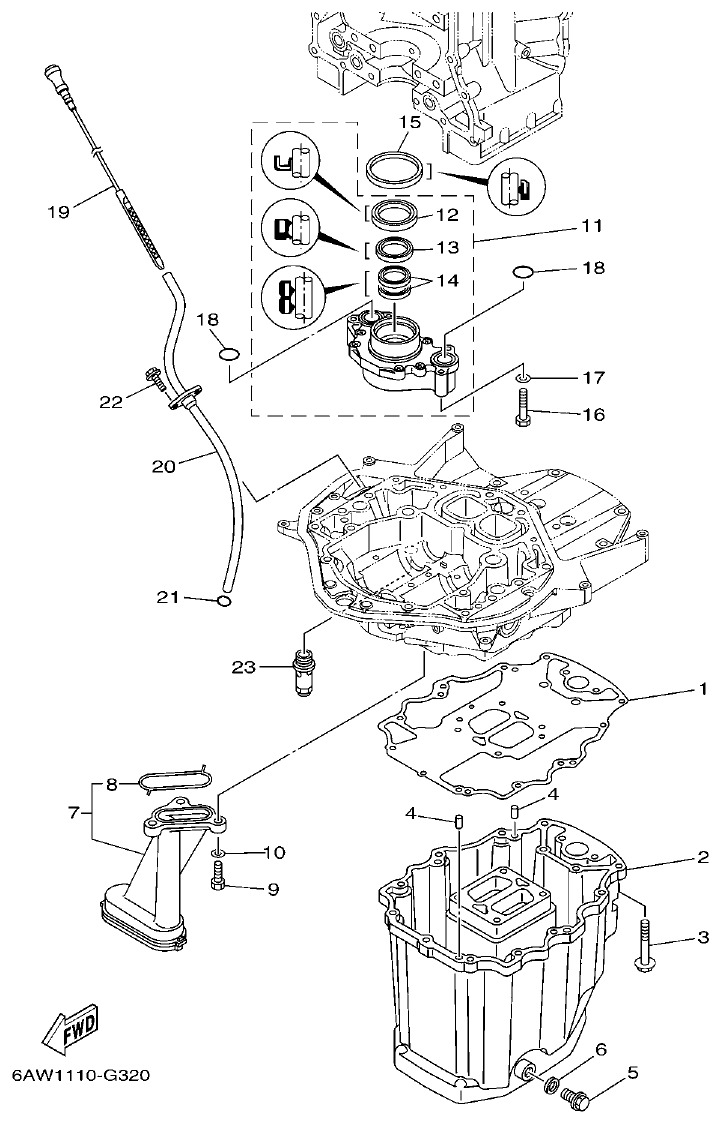 Yamaha 20 OIL PAN parts diagram