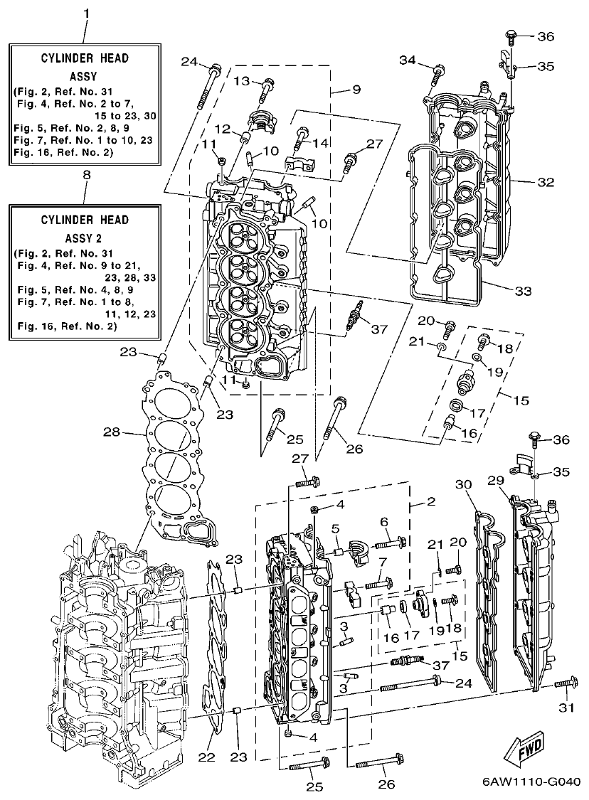 Yamaha 20 CYLINDER & CRANKCASE 2 parts diagram