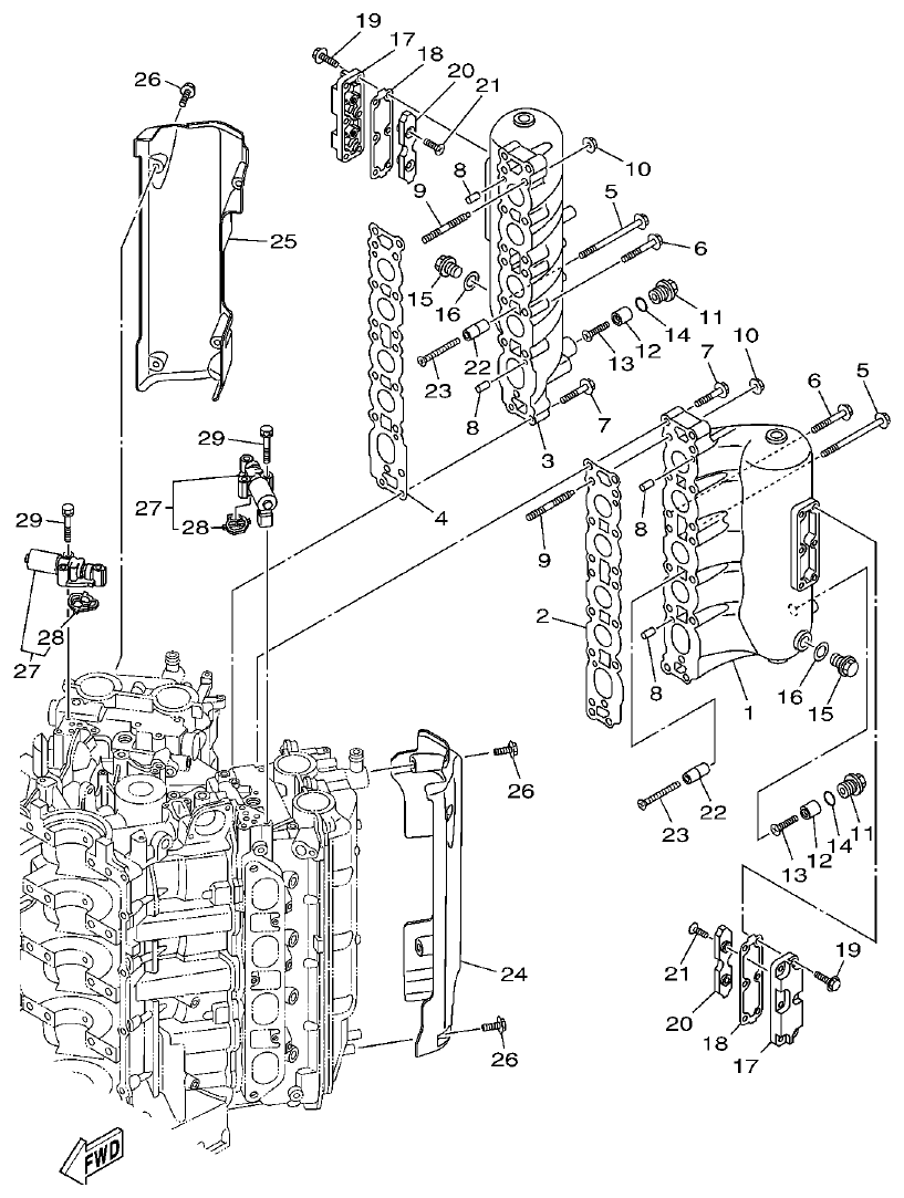 Yamaha 20 CYLINDER & CRANKCASE 3 parts diagram