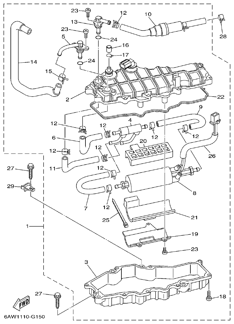 Yamaha F350AET, FL350AET FUEL 2 parts diagram