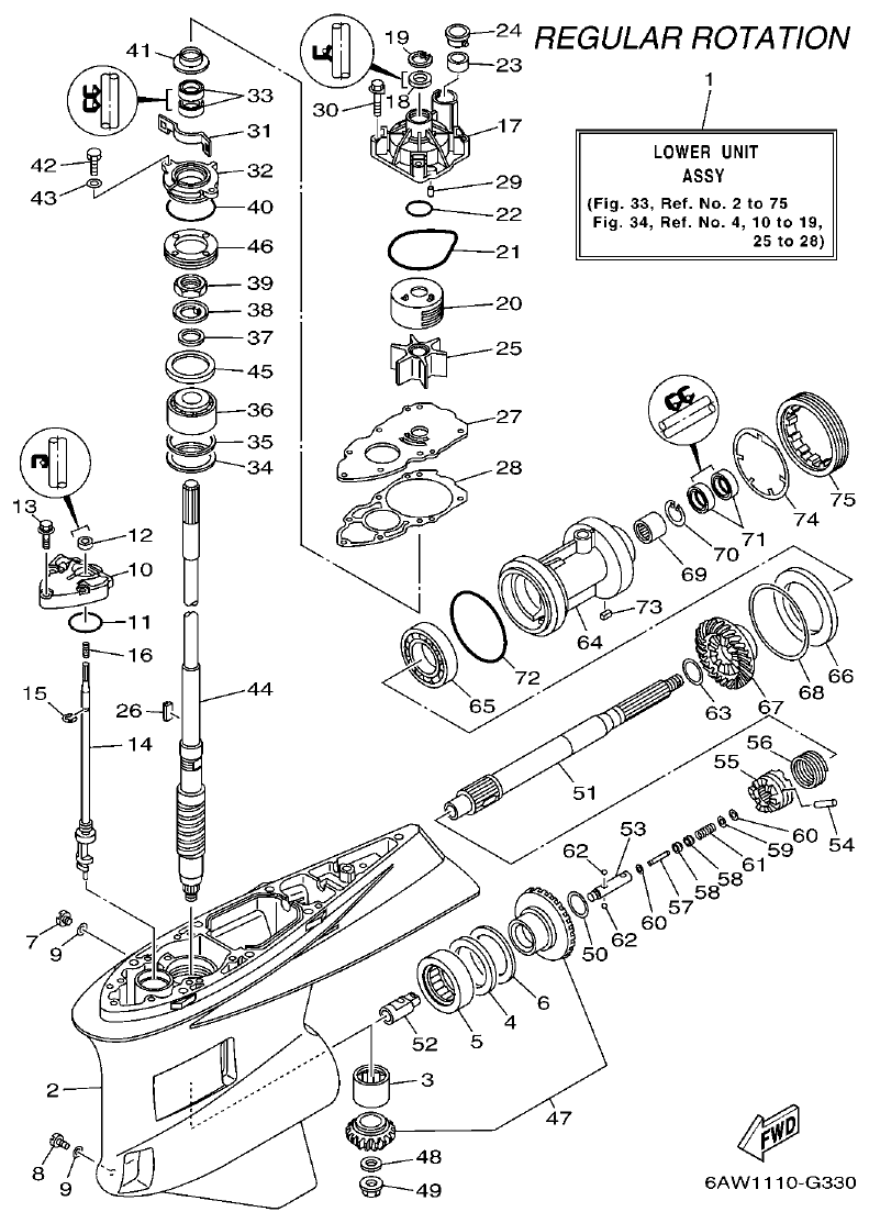Yamaha F350AET, FL350AET LOWER CASING & DRIVE 1 parts diagram