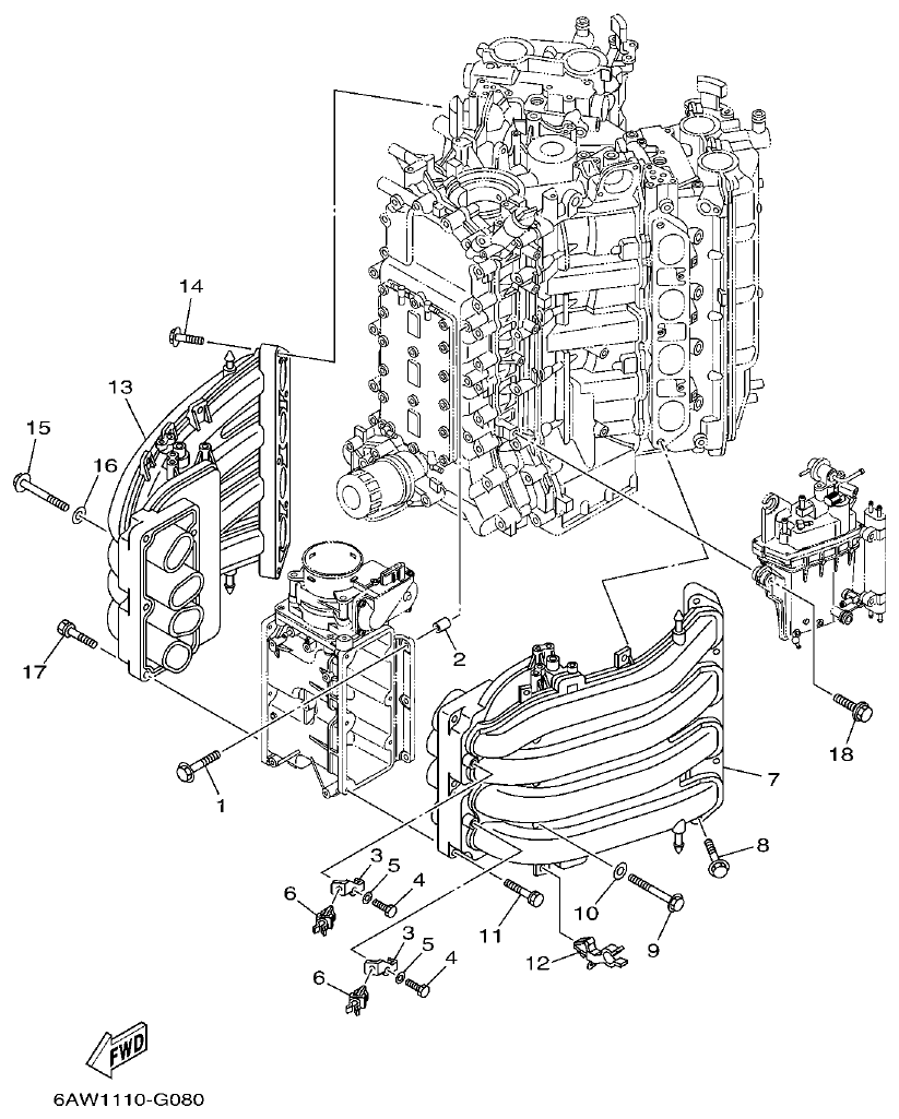Yamaha F350AET, FL350AET INTAKE 1 parts diagram