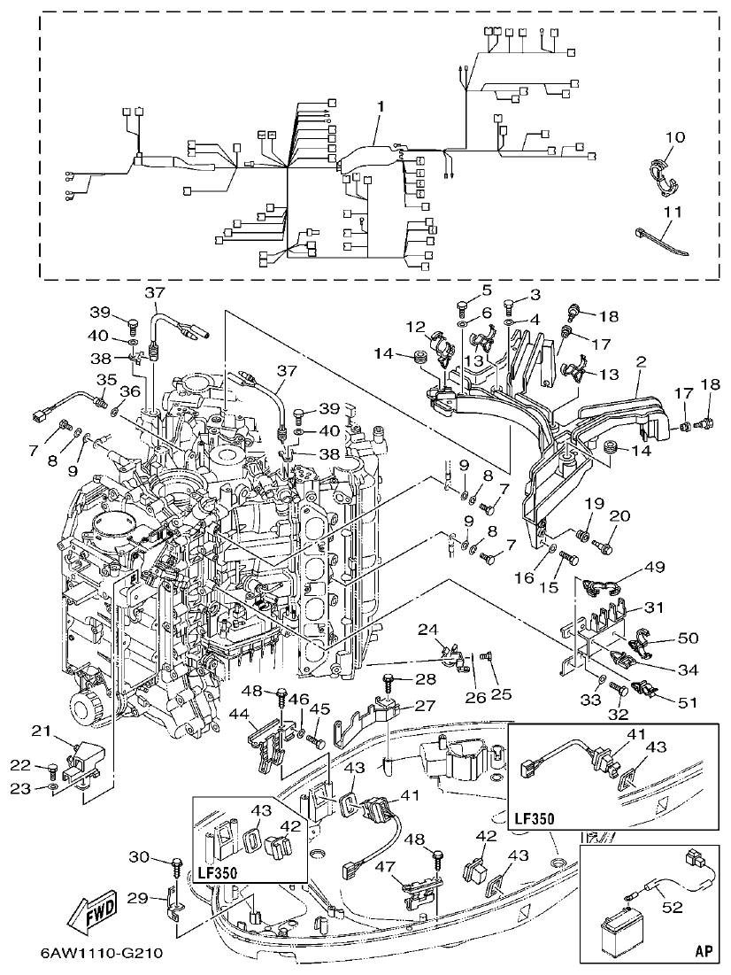 Yamaha F350TR, LF350TR ELECTRICAL 5 parts diagram